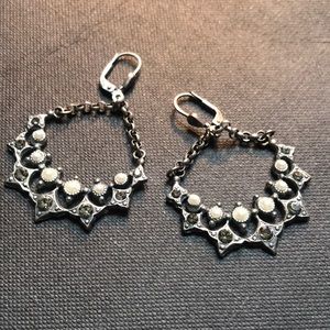 Crystal, Pearl and silver earrings